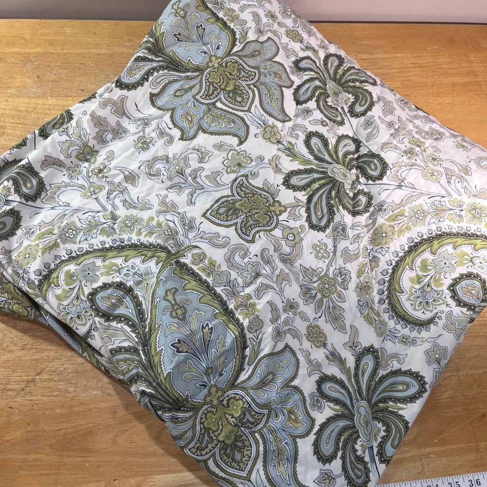Pottery Barn Charlie Duvet Cover Full Queen Blue Green Paisley 100% Org Cotton